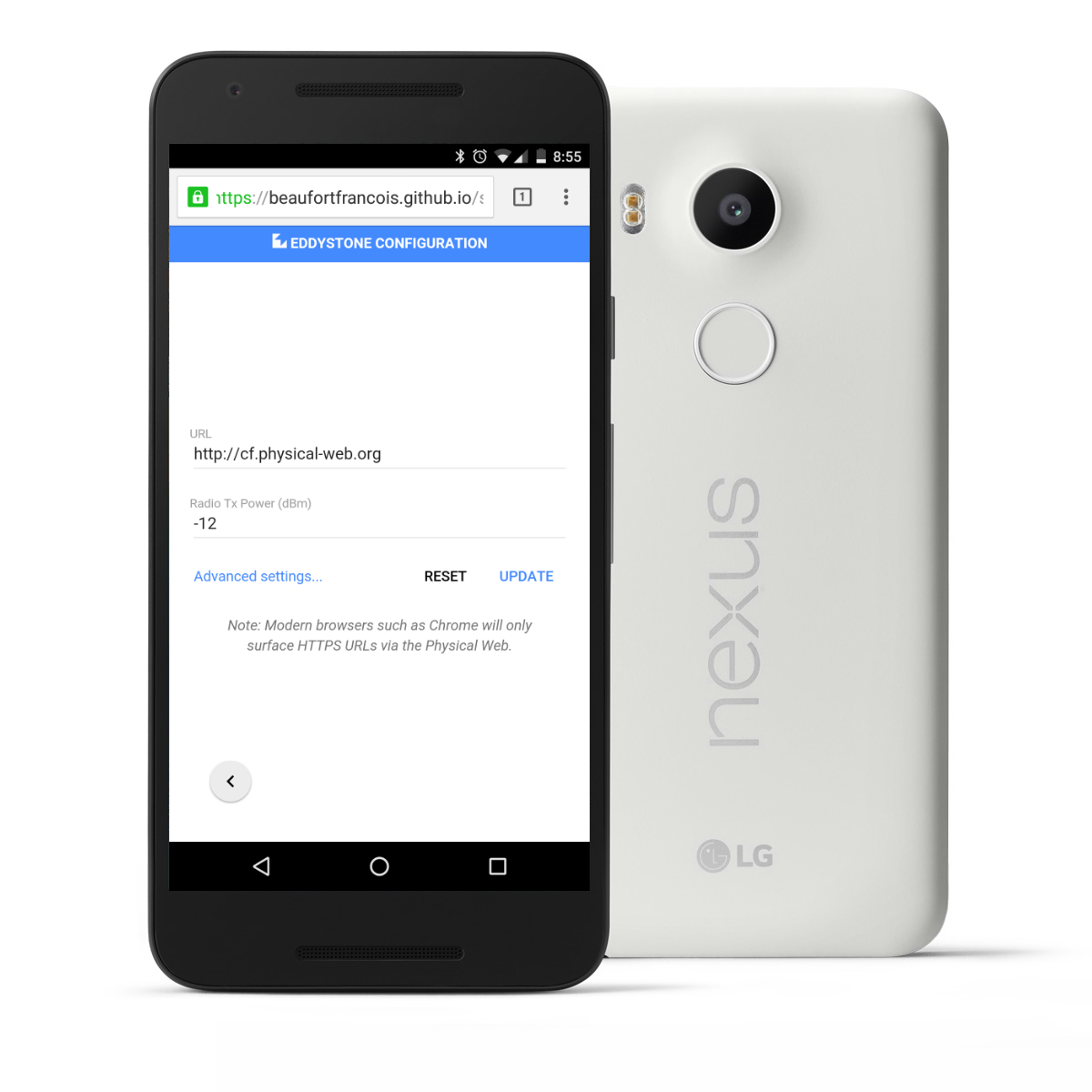 EddystoneURL Beacon Config